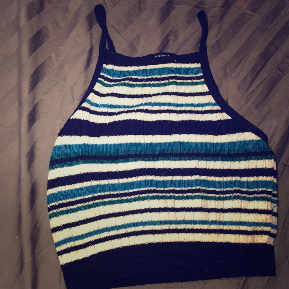Multicolored striped knit crop top